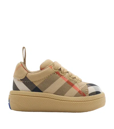 Burberry Kids' Cotton Check Sneakers In Sand