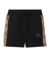 Burberry Cotton Shorts With Check Trims For Kids In Black