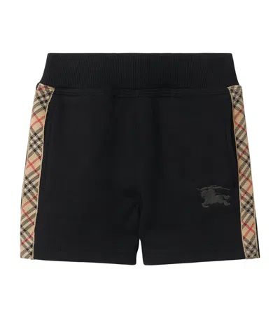 Burberry Kids' Cotton Check Trim Shorts In Black