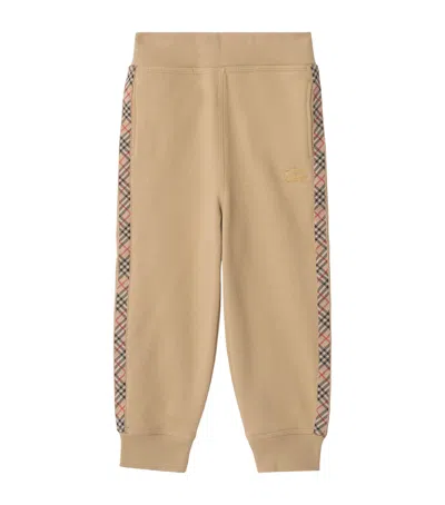 Burberry Kids' Cotton Check-trim Sweatpants In Neutral