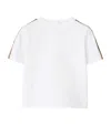 Burberry Childrens Check Trim Cotton T-shirt In White