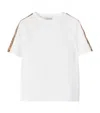 Burberry Childrens Check Trim Cotton T-shirt In White