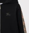 Burberry Check Ekd Cotton Jersey Hoodie In Black