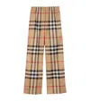 Burberry Check-pattern Flared Cotton Trousers In Brown