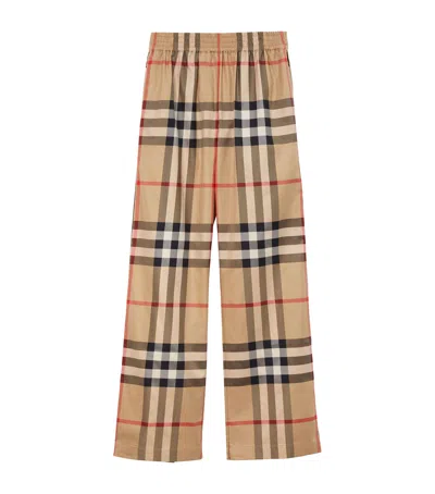 Burberry Cotton Check Trousers In Brown