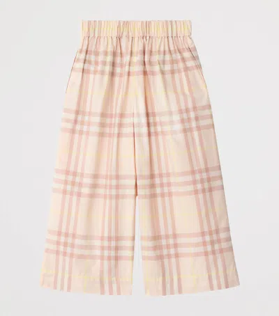 Burberry Kids' Cotton Check Trousers In Pink