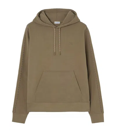 Burberry Cotton Check-piping Slim Hoodie In Green