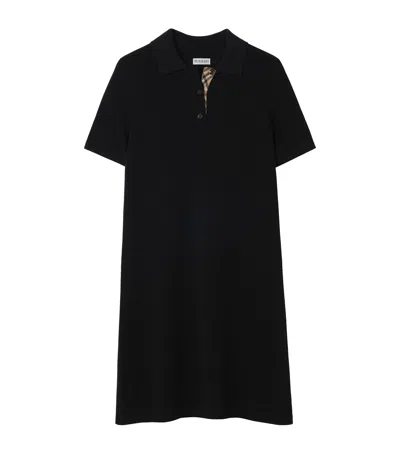 Burberry Cotton Check-taping Polo Shirt Mini Dress In Black