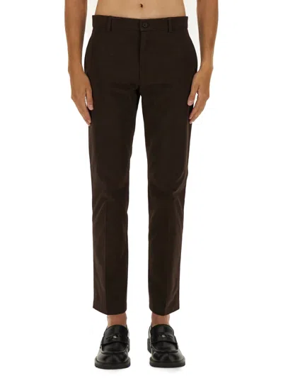 Burberry Men Cotton Chino Pants In Brown