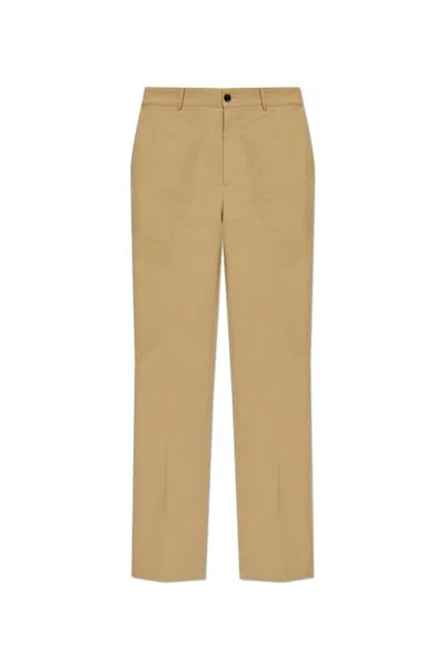 Burberry Cotton Twill Trousers In Silver