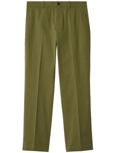 Burberry Cotton Chinos In Green