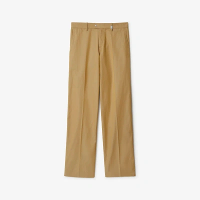 Burberry Straight-leg Cotton Trousers In Beige