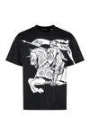 Burberry Black T-shirt With Contrasting Equestrian Knight Print In Cotton Man
