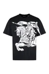 Burberry Black T-shirt With Contrasting Equestrian Knight Print In Cotton Man