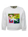 Burberry Crew-neck, Long-sleeved Sweatshirt In Soft Sponge-effect Cotton With Equestrian Knight Printed On A In White