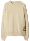 Burberry Check Label Cotton Sweatshirt In Beige