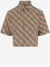 Burberry Checked Cropped Shirt In Beige
