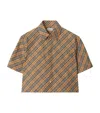 Burberry Cropped Check Cotton Shirt In Brown