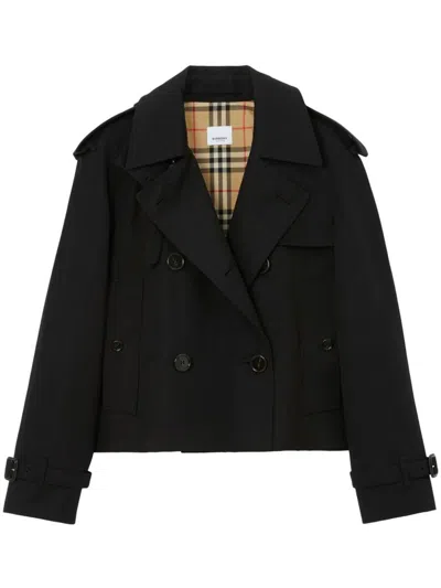 Burberry Cotton Cropped Trench Coat In Multi