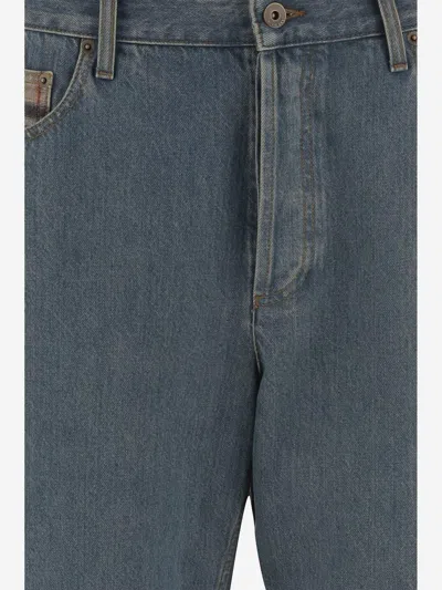 Burberry Cotton Denim With Checked Cuffs Jeans In Blue