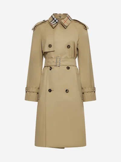 Burberry Cotton Double-breasted Short Trench Coat In Beige