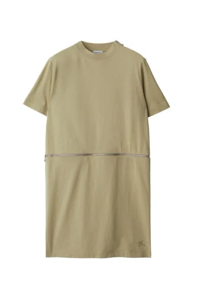 Burberry Logo-embroidered Cotton Dress In Brown