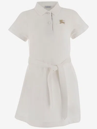 Burberry Kids' Cotton Dress With Logo In White