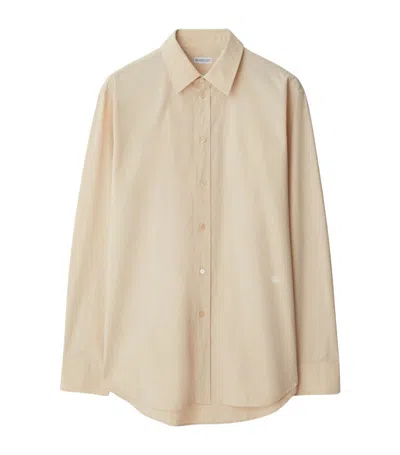 Burberry Edk-embroidered Cotton Shirt In Neutrals