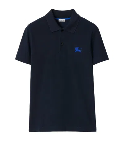 Burberry Ekd Cotton Polo Shirt In Blue