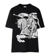 Burberry Black T-shirt With Contrasting Equestrian Knight Print In Cotton Man In Black