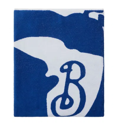 Burberry Cotton Ekd Towel In Blue