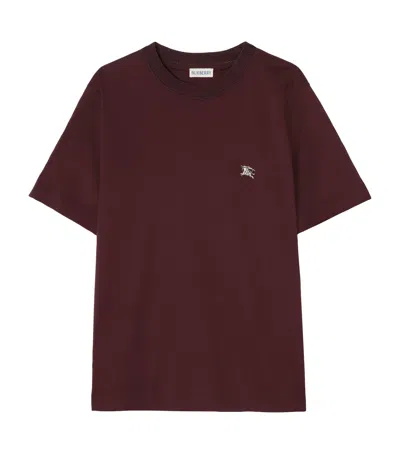 Burberry Cotton Embellished Ekd T-shirt In Burgundy