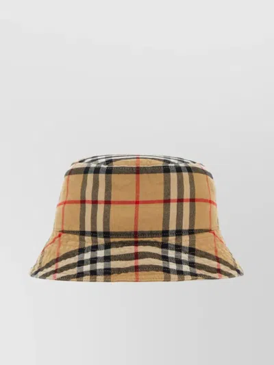 Burberry Cotton Embroidered Bucket Hat In Brown