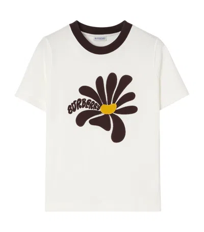 Burberry Cotton Embroidered Daisy T-shirt In White