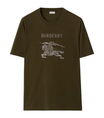 Burberry Cotton Embroidered Logo Slim T-shirt In Green