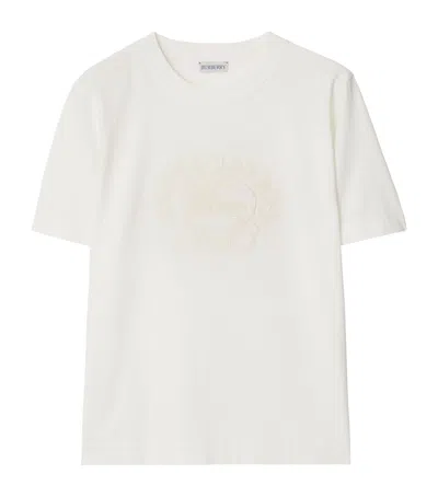 Burberry Cotton Embroidered T-shirt In White