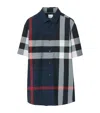 Burberry Short-sleeve Check Stretch Cotton Poplin Shirt In Navy