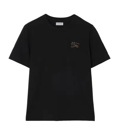 Burberry Cotton Equestrian Knight T-shirt In Black