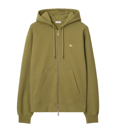 Burberry Cotton Equestrian Knight Zip Hoodie In Green