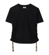 Burberry Black T Shirt With Check Pattern Detail In Black