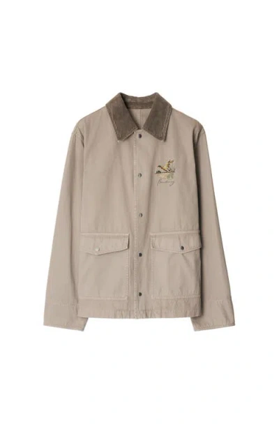 Burberry Men's Canvas Corduroy-collar Work Jacket In Heron