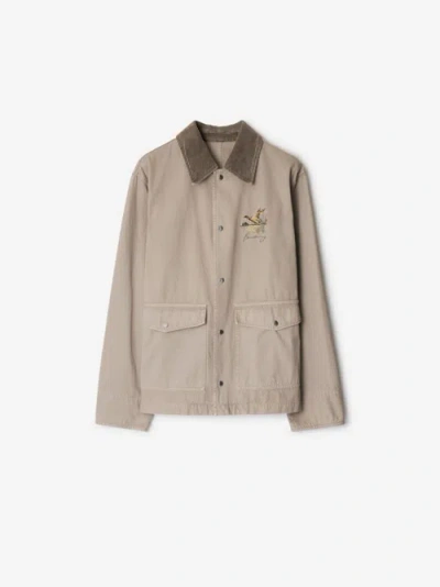 Burberry Men's Canvas Corduroy-collar Work Jacket In Heron
