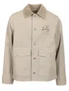 Burberry Cotton Jacket With Corduroy Collar And Embroidered Detail