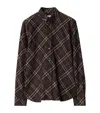 Burberry Long Sleeve Button-down Shirt With Plaid Design In Brown