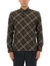 Burberry Long Sleeve Button-down Shirt With Plaid Design In Brown