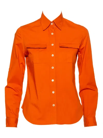 Pre-owned Burberry Cotton Flap-pocket Shirt In Orange