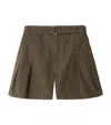 Burberry Cotton Gabardine Belted Shorts In Brown