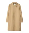 Burberry Long Beige Gabardine Car Coat In Sand