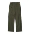 Burberry Check Trim Gabardine Cargo Trousers In Green