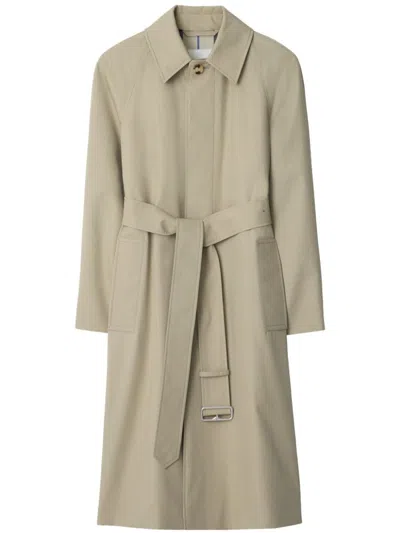 Burberry Cotton Gabardine Coat In Green
